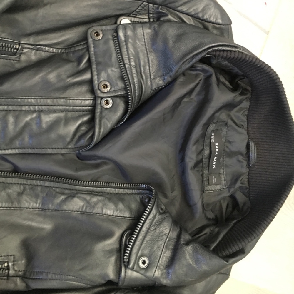 Zara Basic Leather Moto Jacket - image 2